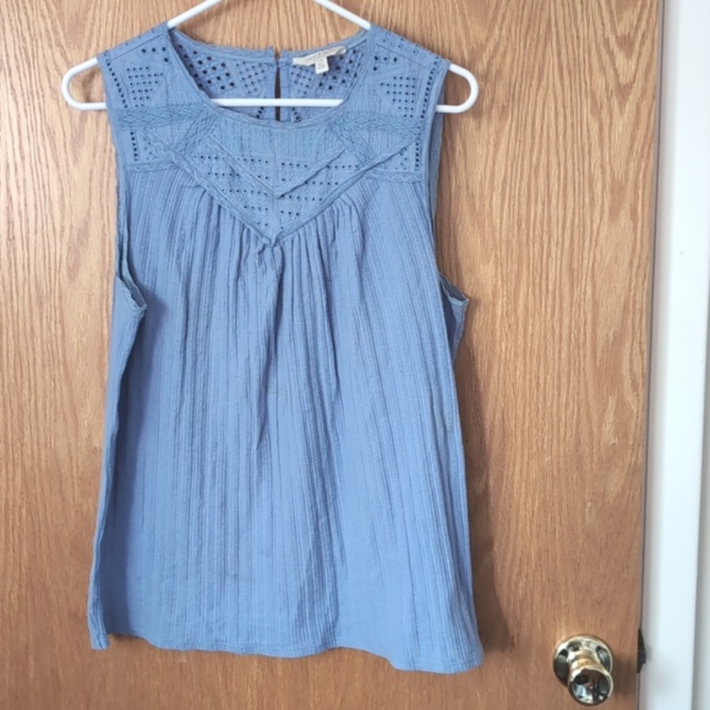 Lucky Brand blue sleeveless knit top size L